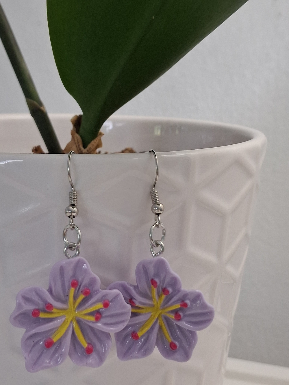 Lavender Floral Dangle Earrings - Women's Jewelry